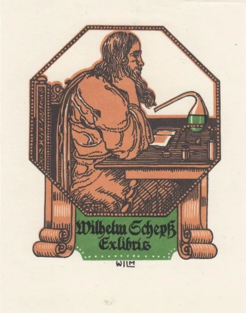 Exlibris Bookplate Lithographie Hubert Wilm 1887-1953 Chimiste Retorte 1