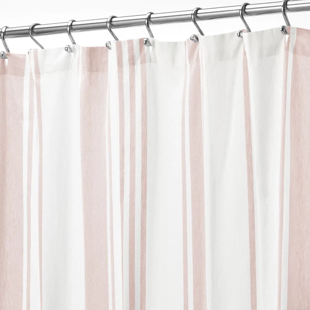 mDesign Fabric Large Shower Curtain - 72" x 72 - Light Pink/White Striped