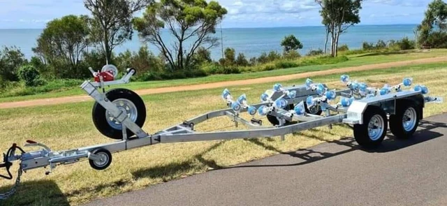 LOW STOCK! 6.5m Galvanised 2000kg ATM Tandem Boat Trailer Disc Brakes Rollers or
