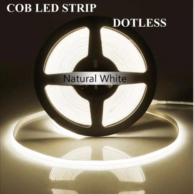 5M Natural White COB LED Strip 12V High Density COB Dotless Led Tape Light 4000k