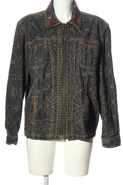 NOSTALGIA Giacca denim Donna Taglia IT 44 grigio chiaro-rosa-giallo pallido