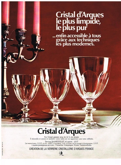 PUBLICITE  1969   CRISTAL D'ARQUES   verrerie