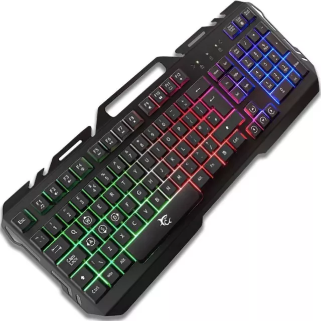 Teclado para juegos White Shark Gladiator 2 Reino Unido con cable LED retroiluminado negro - GK-1923UK