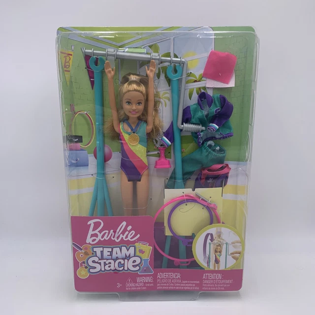 BARBIE TEAM STACIE Doll & Gymnastics Play Set +Spinning Bar
