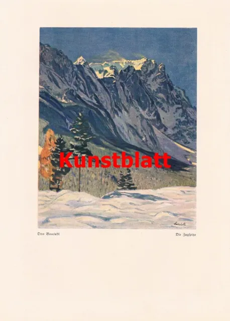 d101  2062 Otto Bauriedl Zugspitze Winterbild Kunstblatt 1917 !!