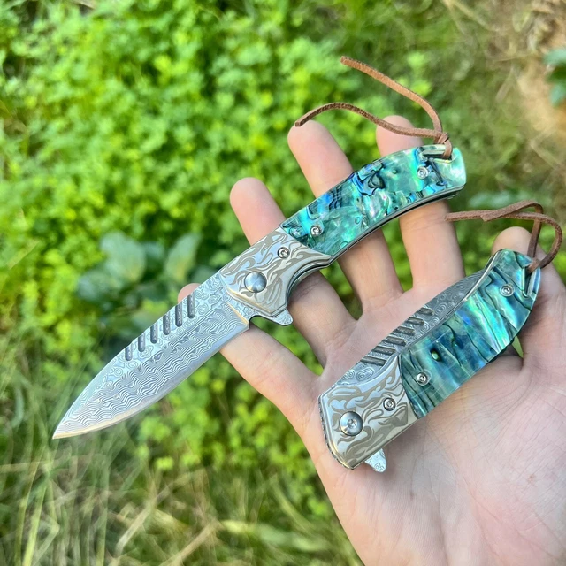 Couteau Survie Manche Bois Couteau Fixe Harnds Cheetah - Lame 8Cr14MoV, Manche Bois Zèbre, étui Cuir Lame Acier 8Cr14MoV Manche Bois Zèbre