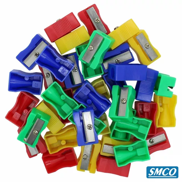 PENCIL SHARPENERS SINGLE HOLE Red Blue Green Yellow CLASSROOM GRADE by SMCO