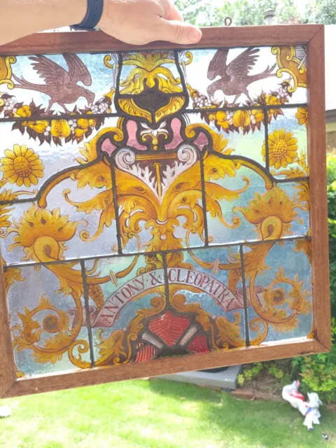 Antique Stained Glass Window "Antony & Cleopatra"