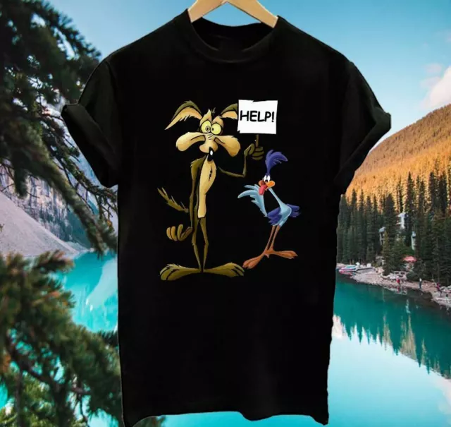 FUNNY WILE E Coyote and the Road Runner Help T Shirt $14.99 - PicClick