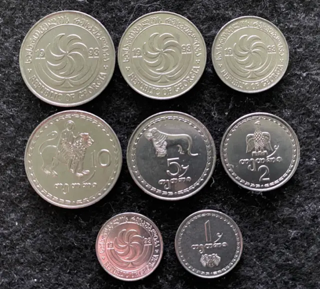 Georgia 4 Coins Set 1, 2, 5, 10 Tetri UNC World Coins
