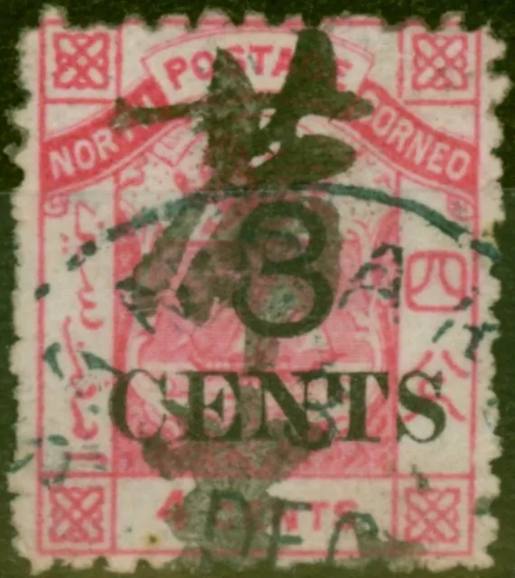 North Borneo 1886 3c Auf 4c Rosa SG16 P.12 Gut Gebraucht