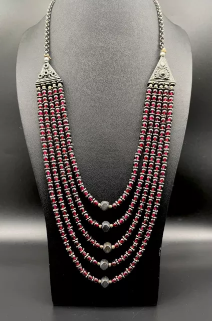 OLD BEADS Ancient Mauryan Romans Gems Jewelry Garnet Stone Beads Necklace #SAG