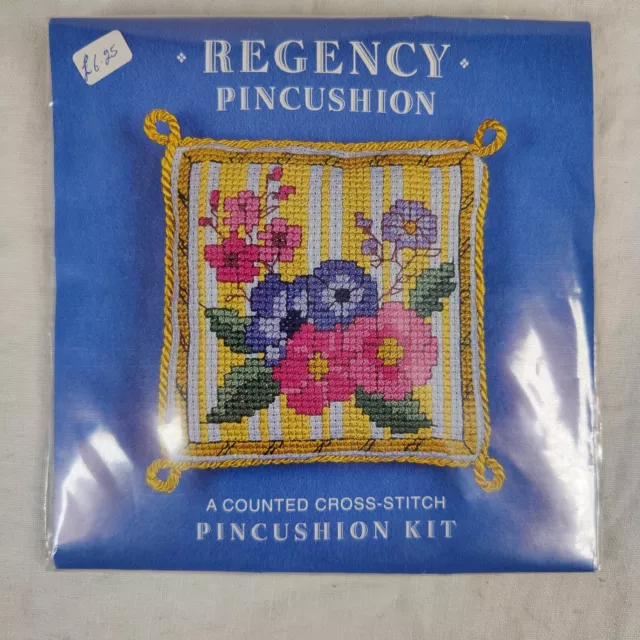 Regency Floral Pincushion Kit Miniature Decorative Counted Cross-Stitch Gift