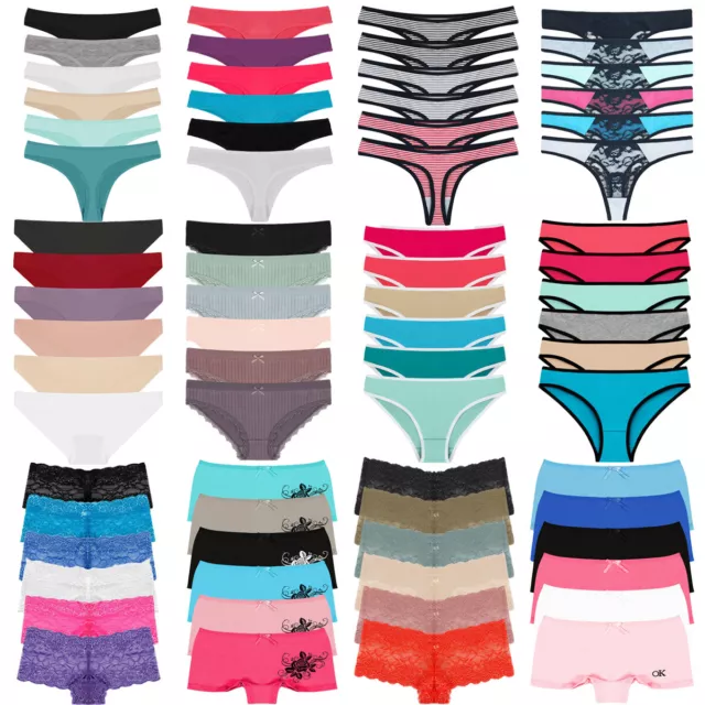 6er Set Damen Tanga String Tanga Baumwolle Slip Stretch Unterwäsche Panty Hösche