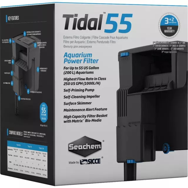 Seachem - Tidal 55 Hob Power Filter (Up To 55 Gal)