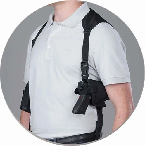 Bulldog Deluxe Hztl-Shoulder Holster Rh/Lh 3.5-5" Bbl Black Wshd 8