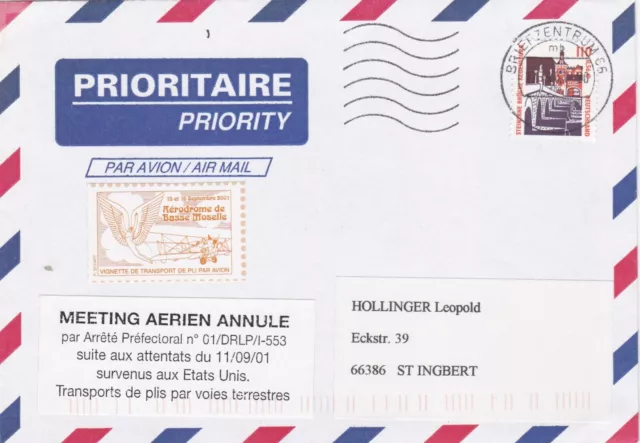 L70A -  Enveloppe 1Er Jour - France - Meeting Aerien Annule - 2001