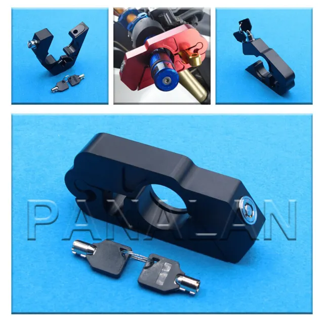 Black CNC Motorbike Handlebar Grip Brake Lever Security Caps-Lock Anit Theft AU