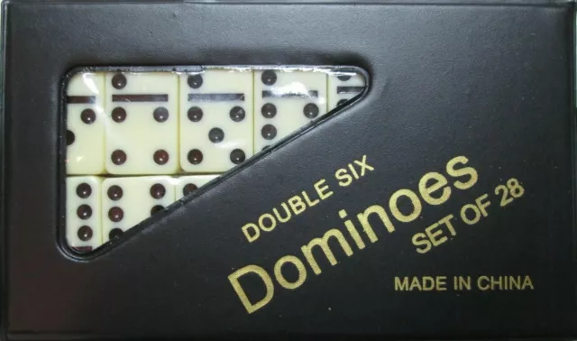 DOMINOES ONLINE DOUBLE SIX GAME Large SET 28 TILES WITH CASE FOR SALE