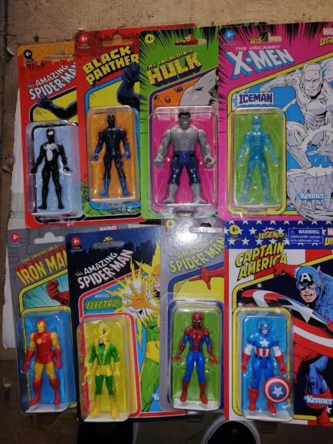 MARVEL  LEGENDS RETRO SPIDERMAN  Kenner.Lotto 8 Pezzi. Nuovi Mai Aperti