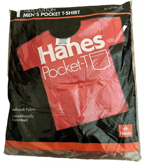 NEW Vintage 1992 Hanes Men's Pocket T-Shirt Red Plain Size XL