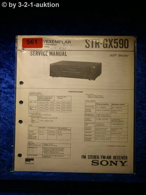 Sony Service Manual STR GX590 Receiver (#0561)