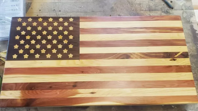 Artesanal Madera Bandera Americana,Rústico Pared Decoración,Patriótico Regalo