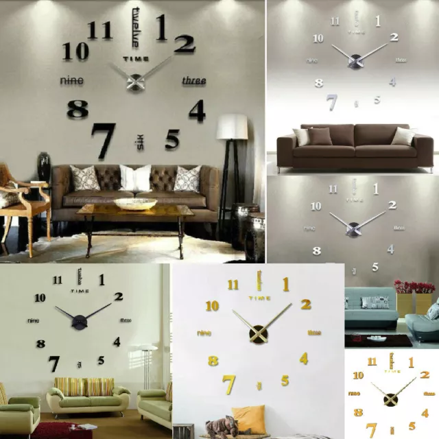 DIY Large Wall Clock Big Watch Decal 3D Stickers Roman Numerals Mute Wall Clock✨