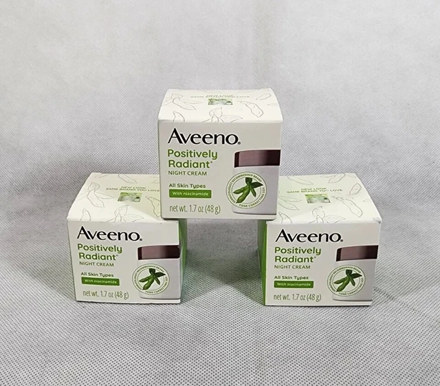 Crema de noche hidratante intensiva Aveeno positivamente radiante, 1,7 oz nueva X3
