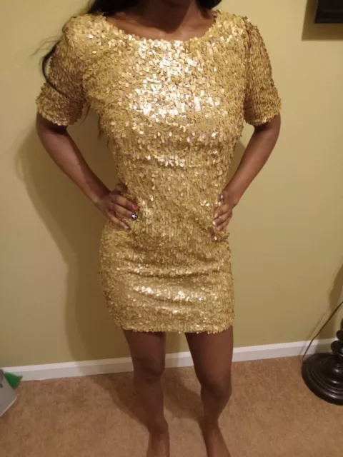 Ark & Co Women’s Gold Sequin Dress Size Small