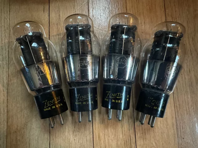 Very Rare Date Matched Quad Zenith Black Plate 6A3 Tubes For Amplifier Strong