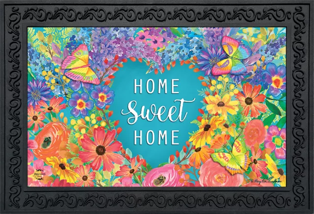 Floral Home Sweet Home Spring Doormat Indoor Outdoor 18" x 30" Briarwood Lane