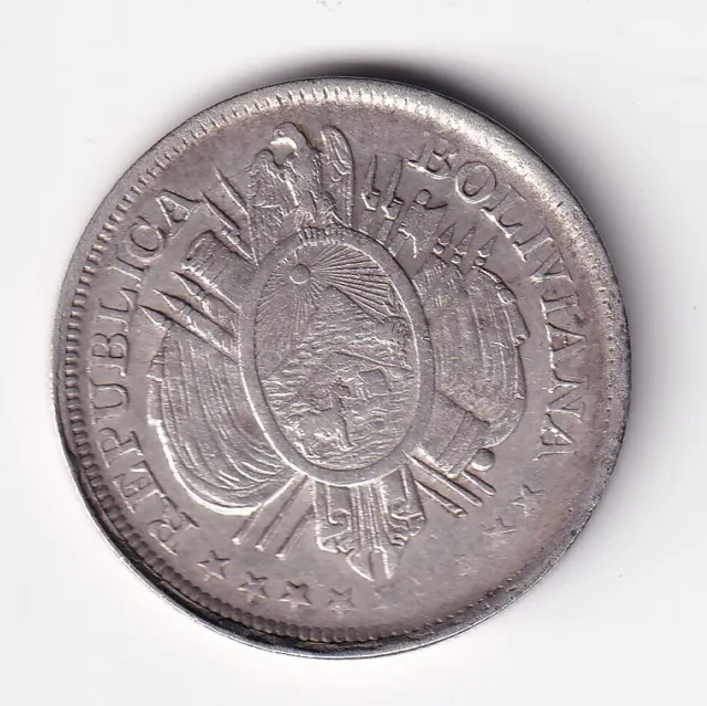 Münze Silber Bolivien 50 Centavos 1898 gutes sehr schön nsw-leipzig