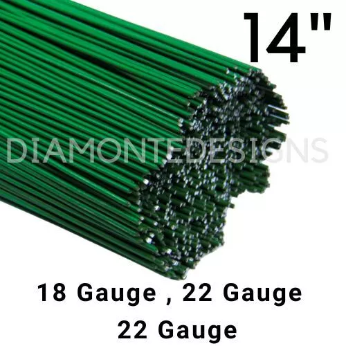 14" - Green Lacquered Florist Stub Wire - Wreath Ring Florist Sundries wires UK