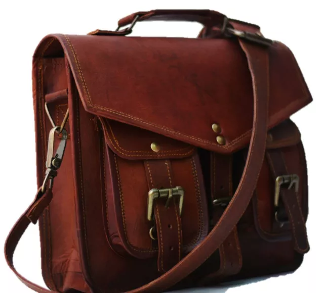 Épaule Homme Femme Authentique Vintage Cuir Brun Messager Portable Sac Mallette