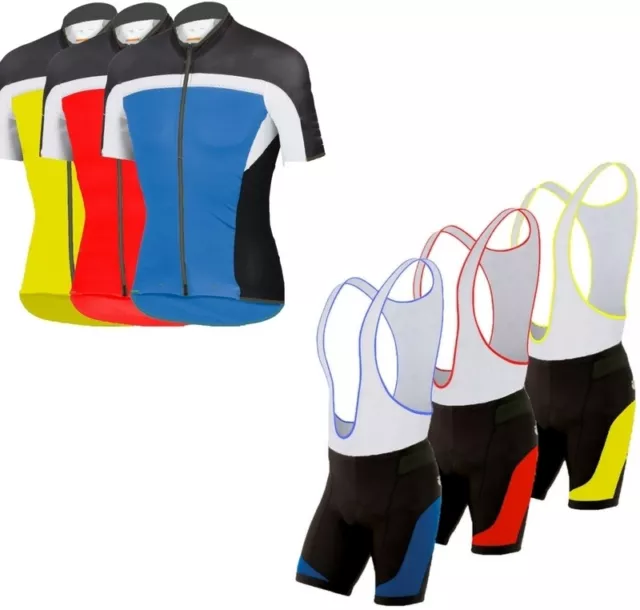 Mens Cycling Jersey Half Sleeve Top Racing Team Biking Top + Bib shorts set