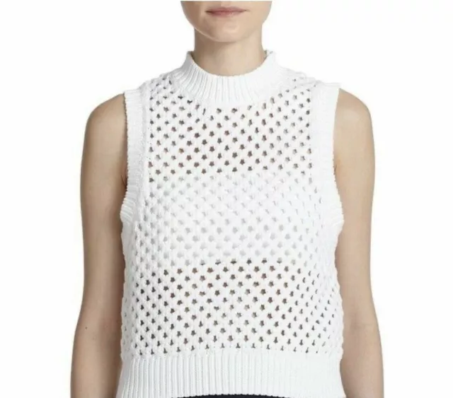 NEW - Theory Women’s Mayleen Open Stitch Sleeveless Knit Sweater Vest White S P