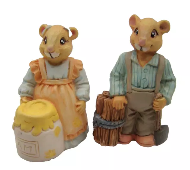 Vintage Lot of 2 J.C. Jam & Woodcutter Mouse 2" Animal Figurine 1992 Collectible