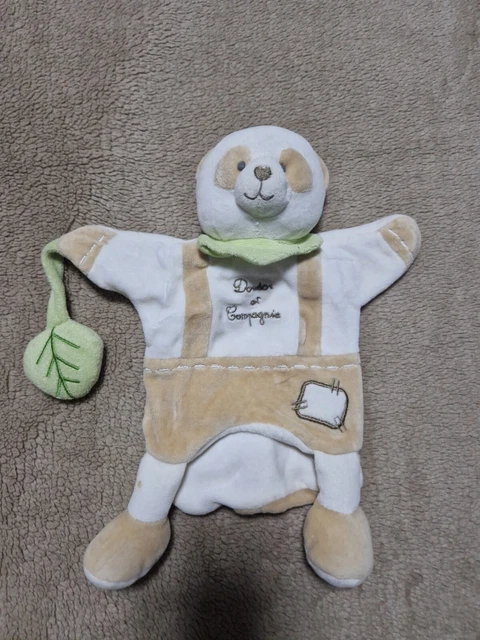 * Doudou Et Compagnie Marionnette Panda Ours Blanc Marron Feuille Grelot - Ttbe