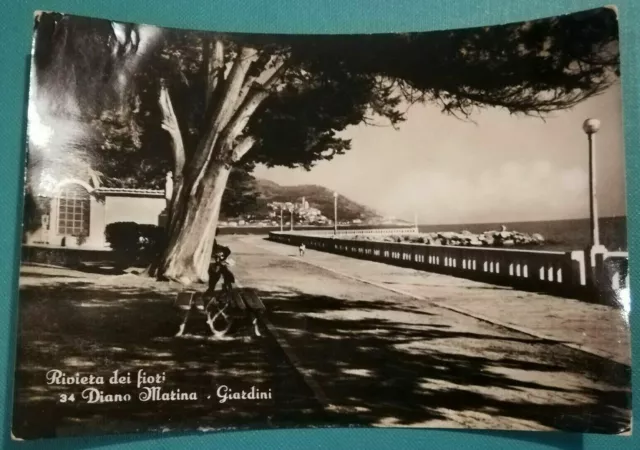 Cartolina Post Card - Riviera dei Fiori - Diano Marina Giardini 1956