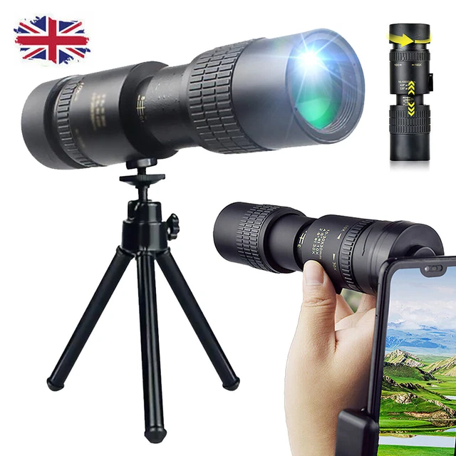 4K 10-300X40mm Super Telephoto Zoom Monocular Night Telescope Tripod & Clip