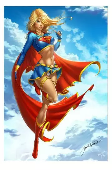 SUPERGIRL FLYING Art Print HAND SIGNED by Jamie Tyndall w COA