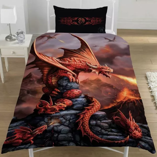 Fire Dragon Single Bedding Set Two-Sided Duvet Cover Official Anne Stokes