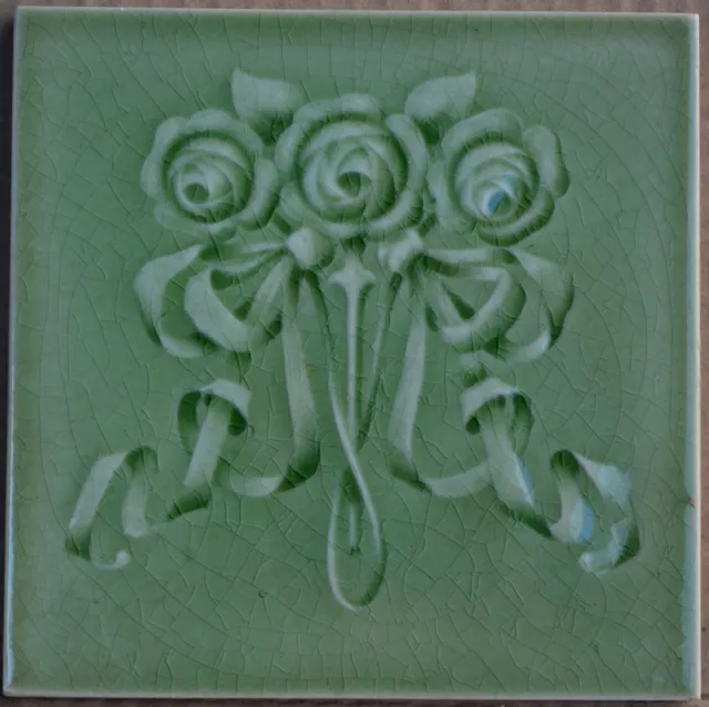 Antique Boote - Art Nouveau Majolica Tile C1900
