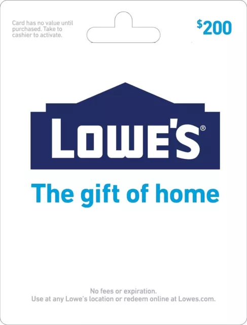 Lowes Gift Card 200 100 50 Home Renovation Repair Contractor Mom Dad Physical 3