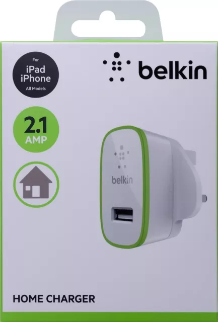 Belkin 2.1 Amp USB AC Wall Charger Universal for iPhone 7 6s 6 Plus Smartphones 2