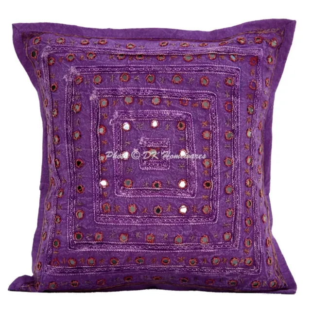 Housse de coussin en coton indien, taie d'oreiller en dentelle brodée,...