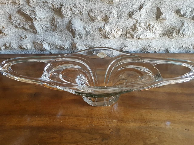 Grand Plat Ancien En Cristal Art Vanne France - Centre De Table Vintage