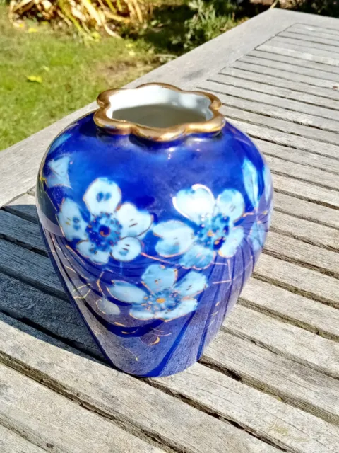 Superbe Vase Ancien Porcelaine Limoges Signe Marcel Chaufriasse Bleu De Four