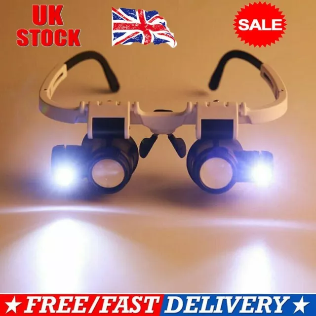 8/15/23x Magnifier Magnifying Glasses LED Light Jeweler Watch Repair Headband LM